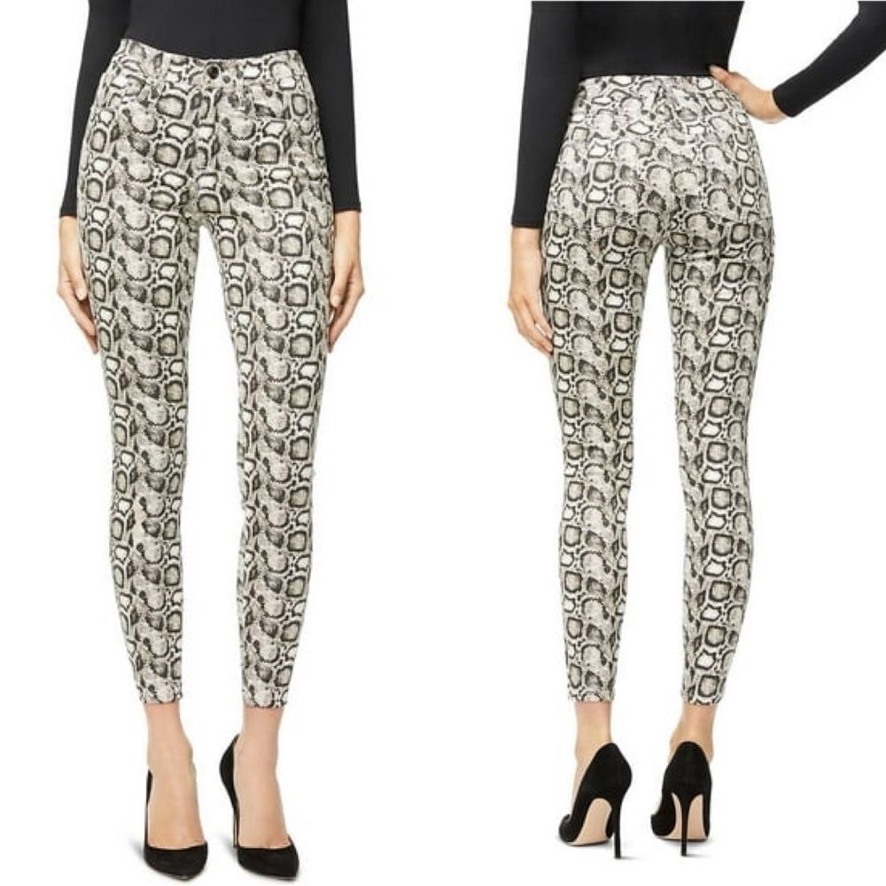 Good American Womens Snake Print High Waist Skinny Jeans